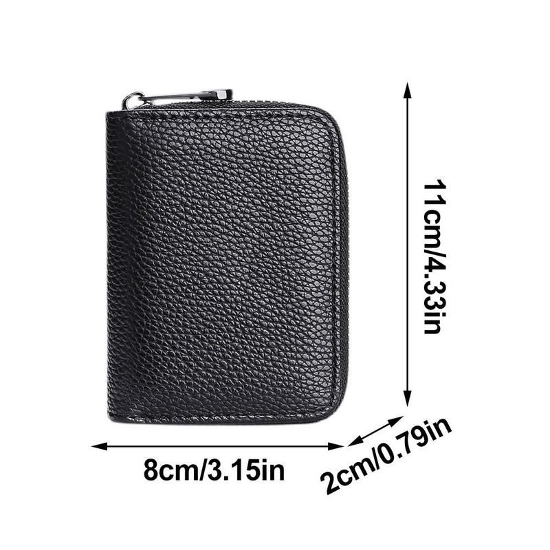 Product Introduction of Men Wallet PU Leather Credit Card Holder RFID Blocking ZipperCard Pocket Bag Multi-card Zipper 18