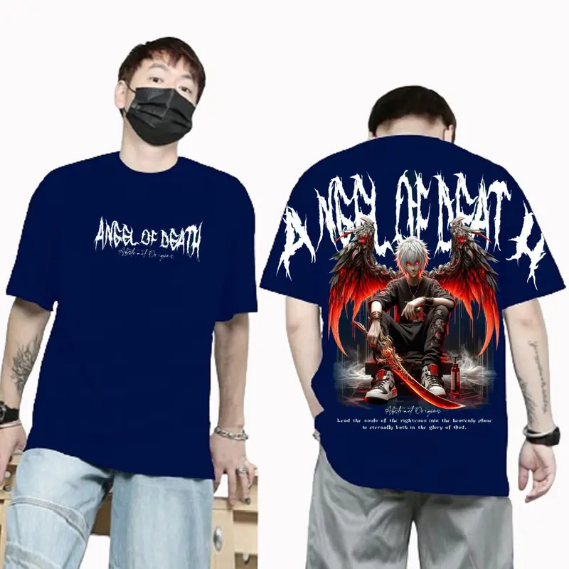Baju Kaos Tshirt Distro Tulisan ANGLE OF DEATH Pria Wanita Keren Lengan Pendek Motif Simple Lembut 3