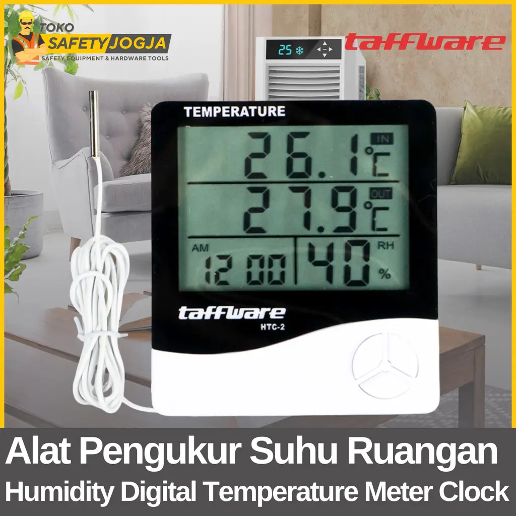Alat Pengukur Suhu Ruangan Kelembaban Termometer / Temperature Hygrometer Digital TAFFWARE HTC-2 White