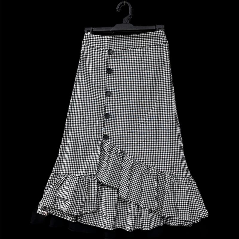 Váy caro nữ xoè đuôi cá phối nút, chân váy đuôi cá lệch tà Quần Kéo - Nhung, Women Voi