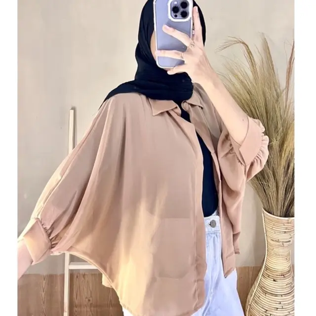 Yola Batwing Outer Basic Cardigan Ceruty Premium Atasan Wanita Polos Kardigan