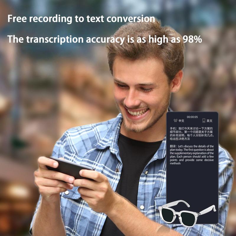 AI Intelligent Translation Glasses Chat GPT Touch Sunglasses Wireless Bluetooth Simultaneous Interpretation Headset - Image 2