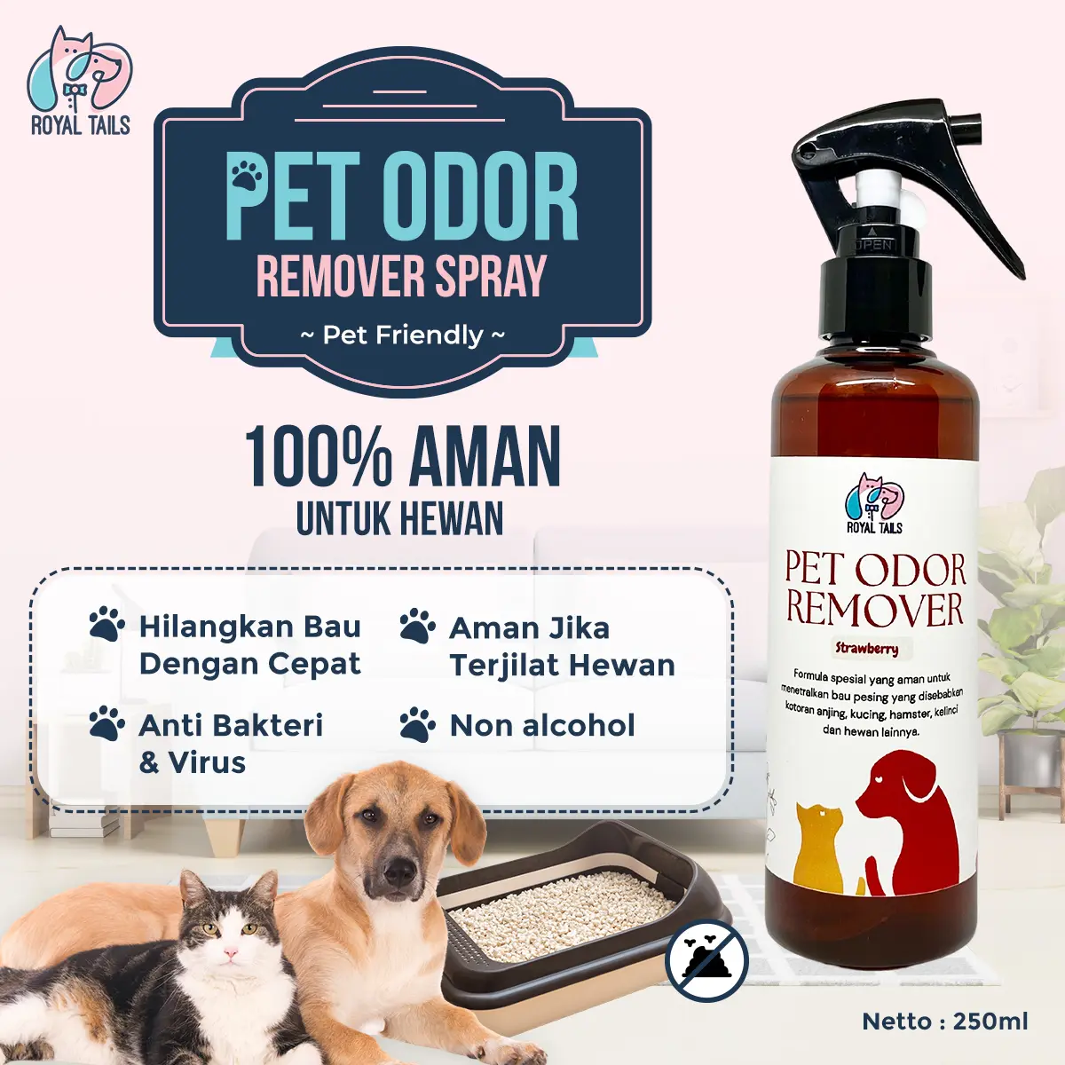 Royal Tails Odor Remover + Penghilang Bau Pesing Kucing & Anjing