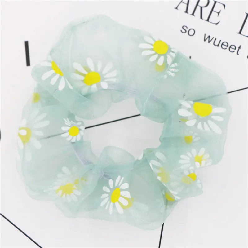 Dây Cao Su Scrunchies, Dây Thừng, Đàn Hồi, Cho Bé Gái Và Bạn Bè, Dây Buộc Tóc Đuôi Ngựa, Hoa Cúc Vàng, Lưới Mỏng, Dây Buộc Tóc, Dây Buộc Tóc, Phụ Kiện, quà tặng, bữa tiệc 2