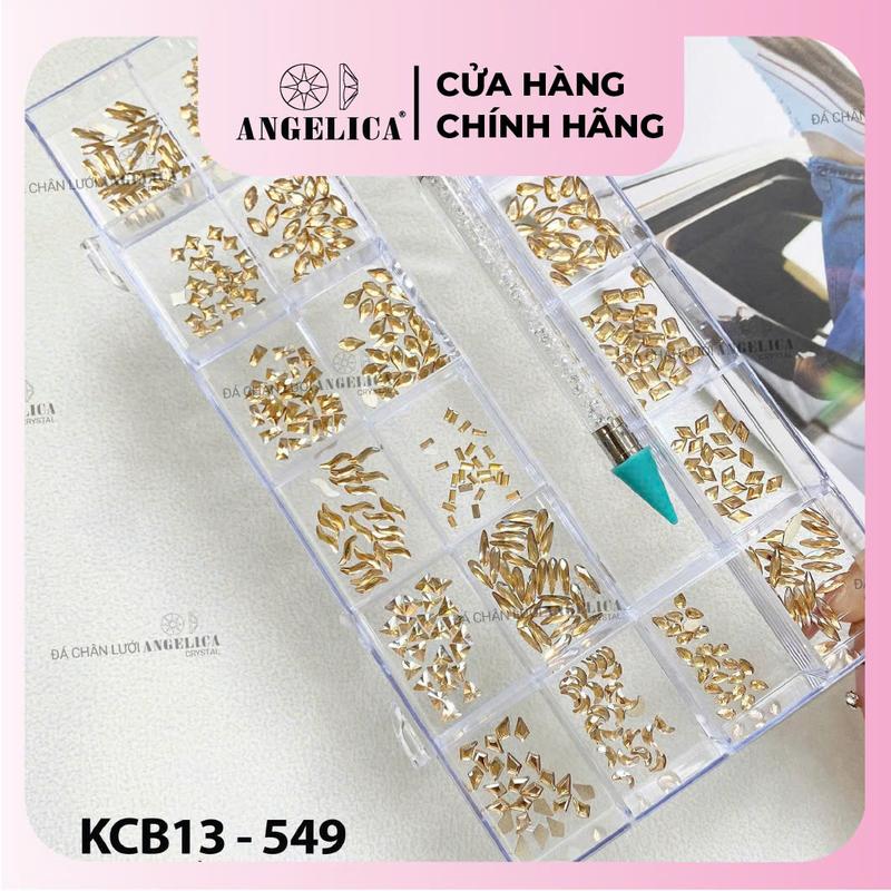 Khay 20 ô Khoảng 500v Đá Chân Bằng Đá Đính Mó.ng Cao Cấp ANGELICA Phụ Kiện Nail Chính Hãng KCB-599 Nữ Women Sơn Gel