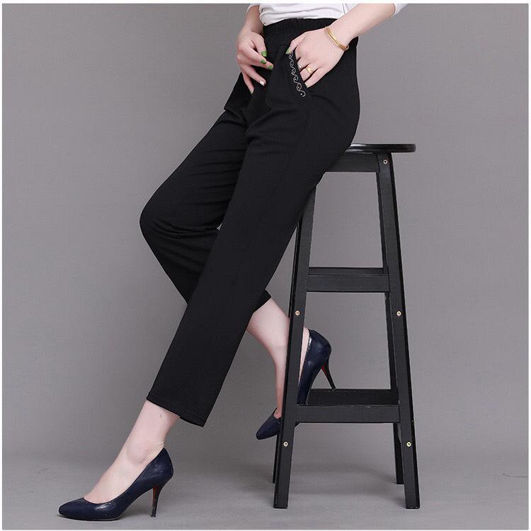 Product Introduction of Quần trung niên nữ ống đứng, quần trung niên cho các chị các mẹ Women Đen Voi Tim 2