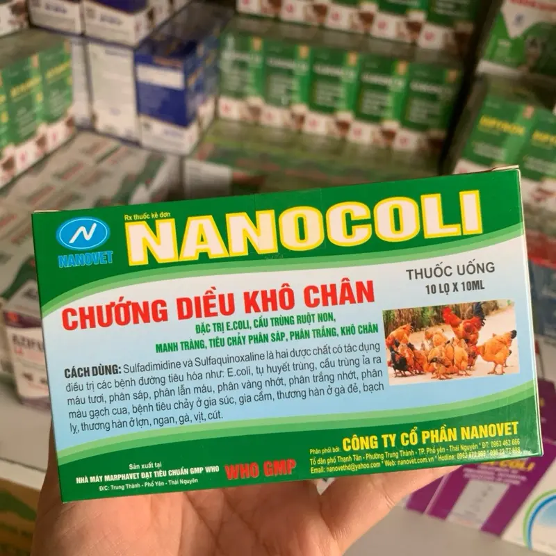 NANOCOLI 10ml chướng diều khô chân cho gà. 3
