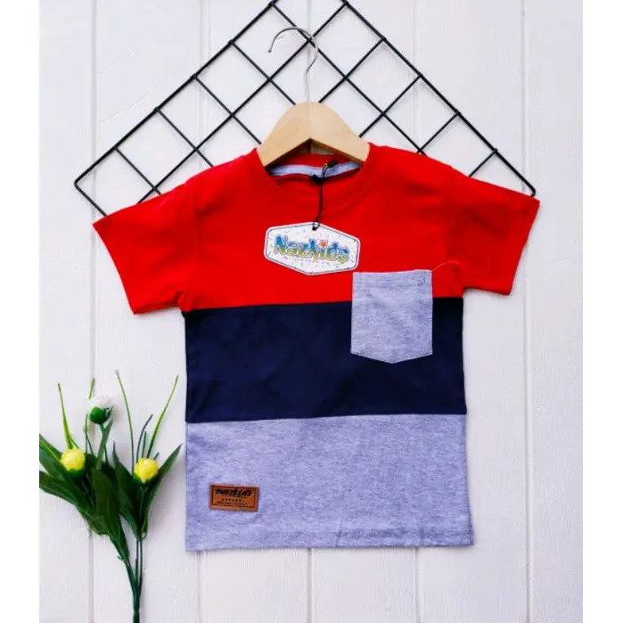 Kaos anak kombinasi warna variasi saku 3