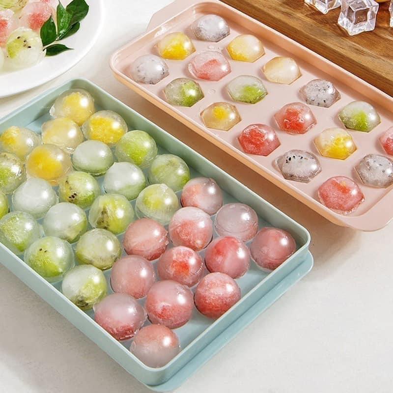 Product Introduction of khay đá viên tròn 33 viên.Khuôn thạch bi nhựa tròn làm hoa quả trái cây/m 29