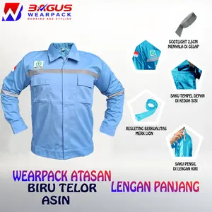 Wearpack Atasan Werpak Kerja Baju Kerja Pria Lengan Panjang - Biru Telor Asin