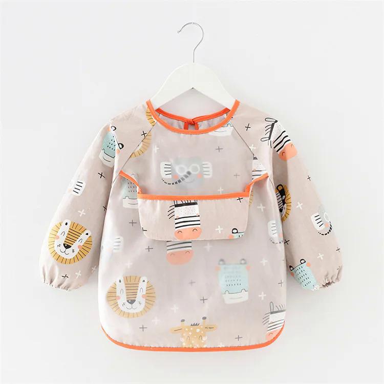 Product Introduction of Newborn Baby Bibs Blouse Waterproof Long-sleeved Reverse Dressing Infant Eating Clothes Apron Bib Protective Clothing 0-2Years 7