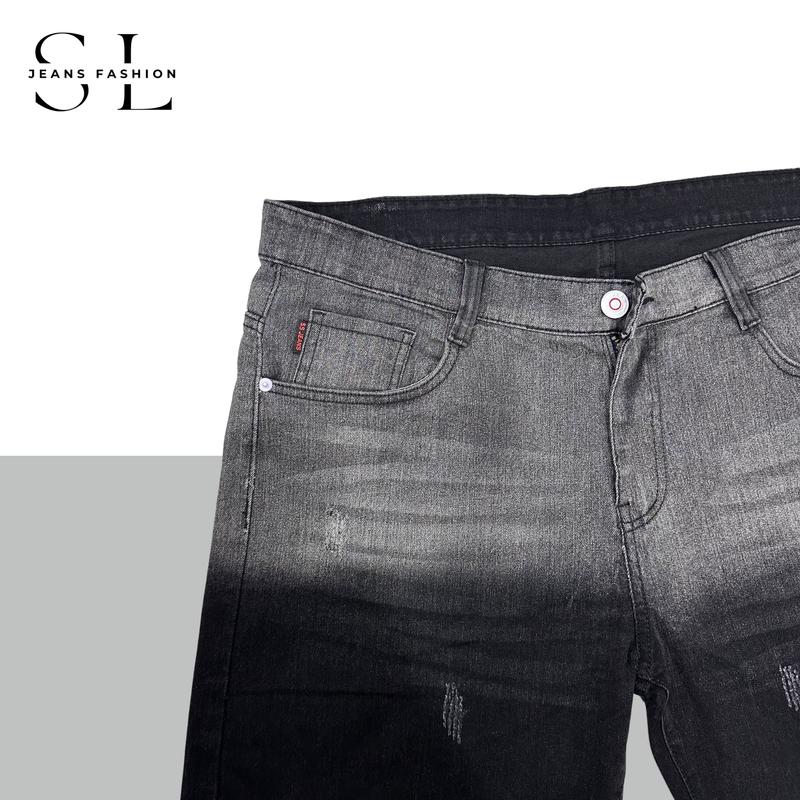 "Có Bigsize(Size 28-41)"Quần Sọt Jeans Nam SL Màu Đen Khói Phối Màu Đậm Nhạt Thời Trang Menswear Pants - Chất Vải Denim Co Giãn 4 Chiều, Đổi Size Miễn Phí, Giá Xưởng [Mã 5] 2