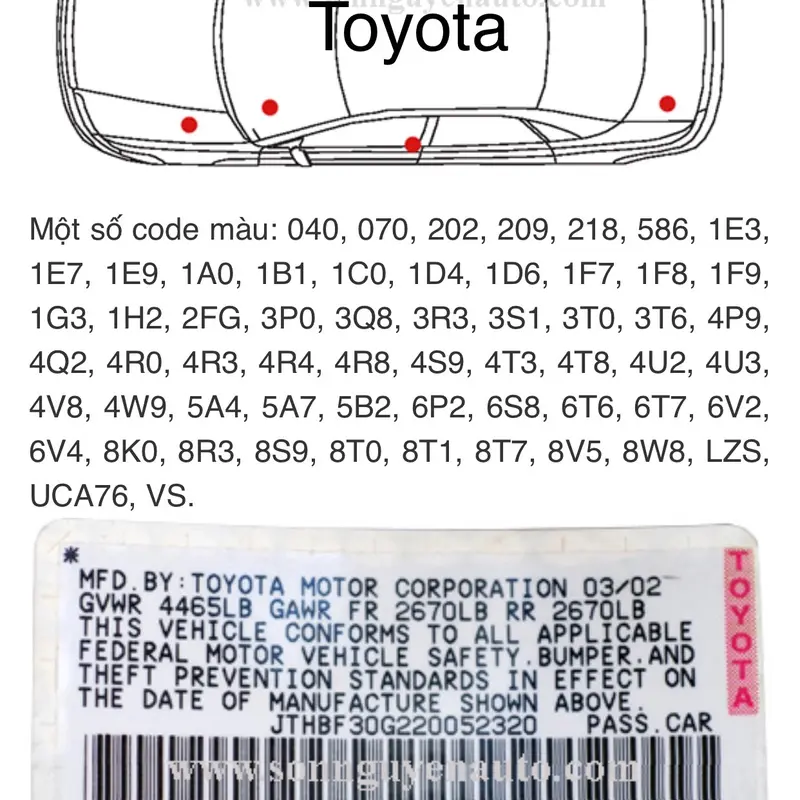 Chai sơn xịt xước xe màu 8X2 Toyota 2