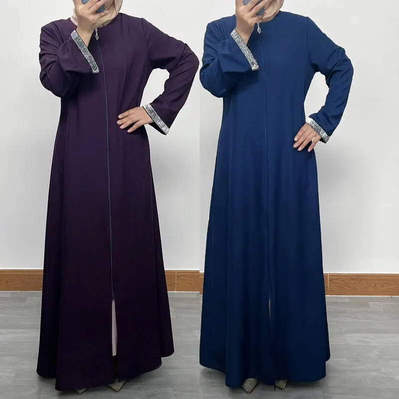 Váy Nữ, Phong Cách Dubai, Trkiye, Áo Choàng Cardigan Có Khóa Kéo, F382