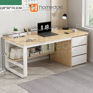 Homedoki Meja Kantor / Meja Komputer / Meja Kerja Minimalis / 120cm Meja Belajar / Meja Kantor Dengan Laci Furniture Kayu Furniture Kayu