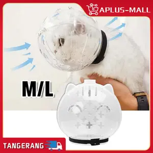 M / L Penutup Kepala Kucing Grooming Bahan Breathable Brongsong Penutup Mulut Hewan Peliharaan Kucing Cegah Menggigit