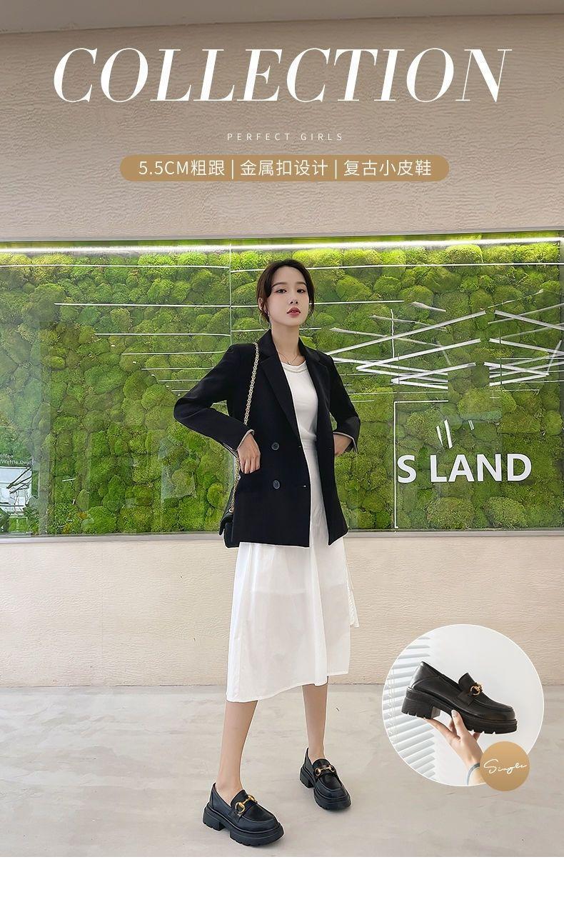 Product Introduction of Platform Loafers Women's 2024 New Shoes Slip-on Leather Shoe Heighten Soft Bottom Spring British Style Single-Layer Shoes Closed 21