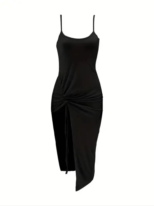 Women's Solid Color  Split Backless Cami Dress, Sexy Fashion Casual   Dress for Party Club Dating Wear, Women Dress for Summer 5