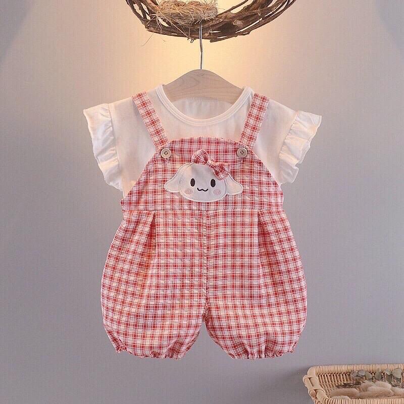  Sét Yếm Kẻ Tặng Kèm Áo  5-14kg  yếm rời  áo rời .Trẻ sơ sinh Trẻ mới tập đi  Yếm Bé gái Cotton Quần 