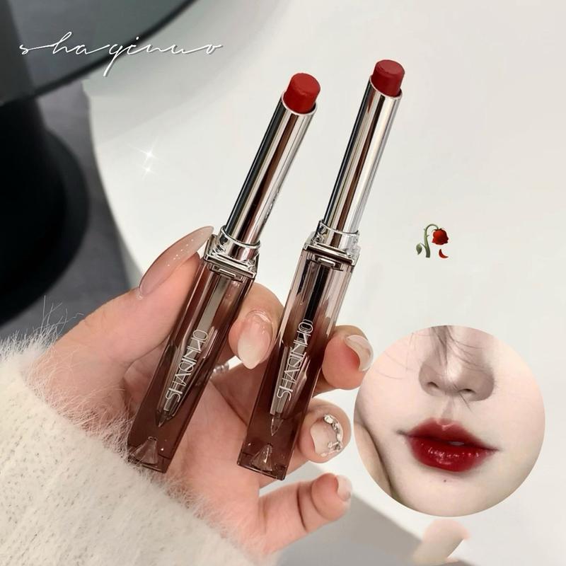 SHAQINUO Son Môi Lì Ống Màu Bạc Trong Suốt Son Kem Dưỡng Ẩm Cho Học Sinh