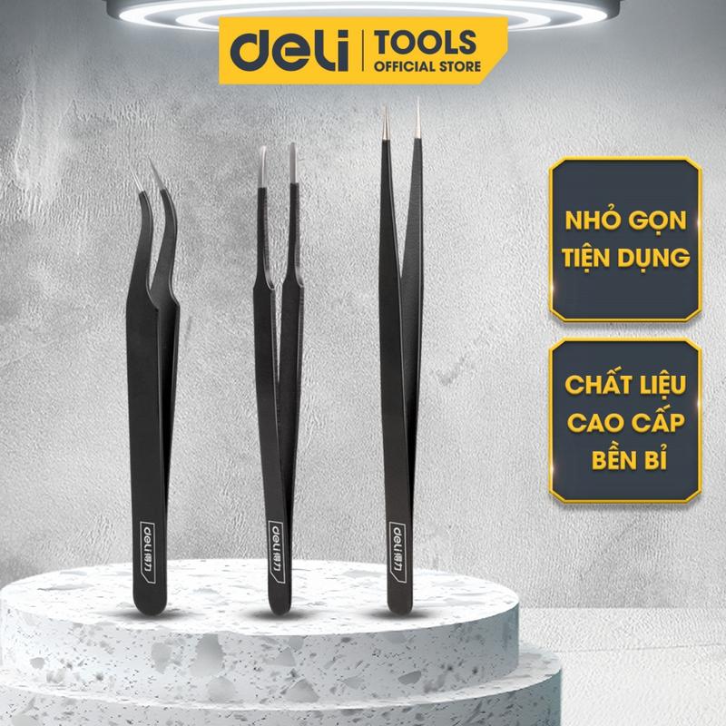 Bộ Nhíp 3 Chiếc Thép Không Gỉ Chính Hãng DELI - Chống Mòn Han Gỉ 0