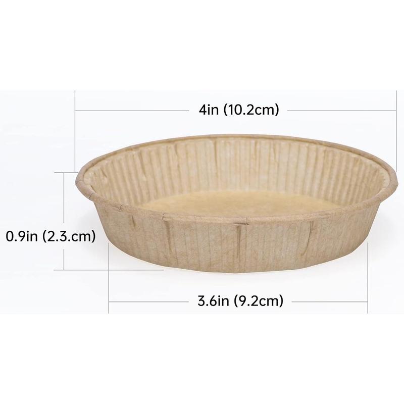 50packs Paper Mini Tart Tins for Baking, 4Inch Mini Pie tins, Mini Tart Cases, Pie, Tart & Quiche Pans, Non-Stick, Disposable Quiche Dish,Oven Safe, Microwave Safe Bakeware Silicone 1