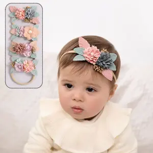 MOLITA Pita Bunga Bayi Newborn 0–3 Tahun | Headband Elastis Lembut Motif Bunga 3D Warna Pastel