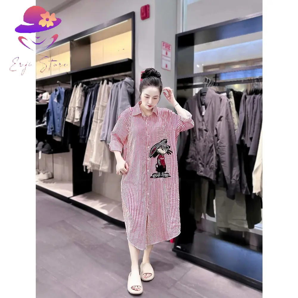 Váy sơ mi thỏ form rộng dáng dài muse dress