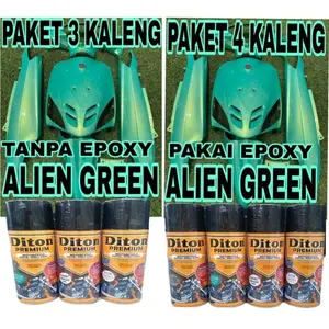 PAKET 4 KALENG PAKAI EPOXY / PAKET 3 KALENG TANPA EPOXY ALIEN GREEN pilox pilox diton premium 9120 primer grey 9238 Petronas green pl9201 lembayung gold 9128 clear glossy 400cc cat semprot