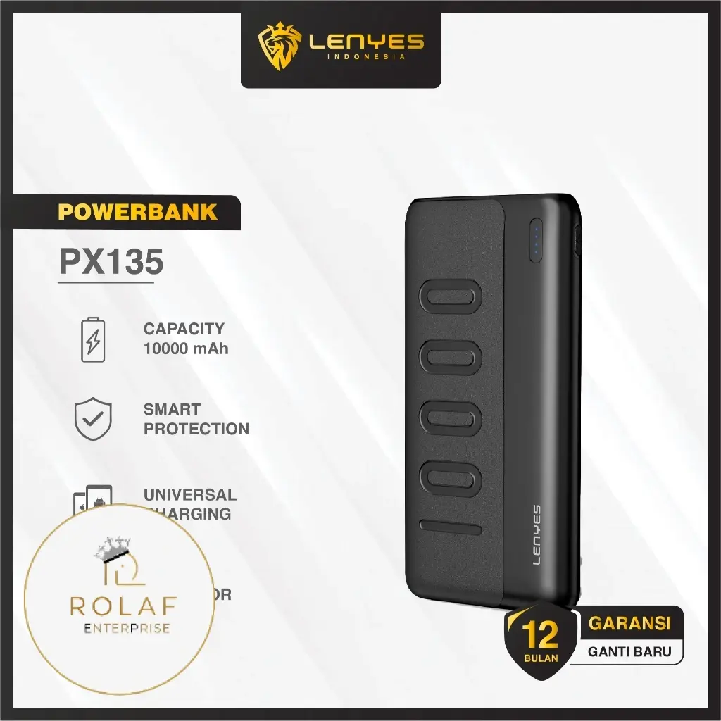 LENYES PX135 Slim Powerbank 10000mAh Portable Real Capacity LED Display Indicator Power Bank