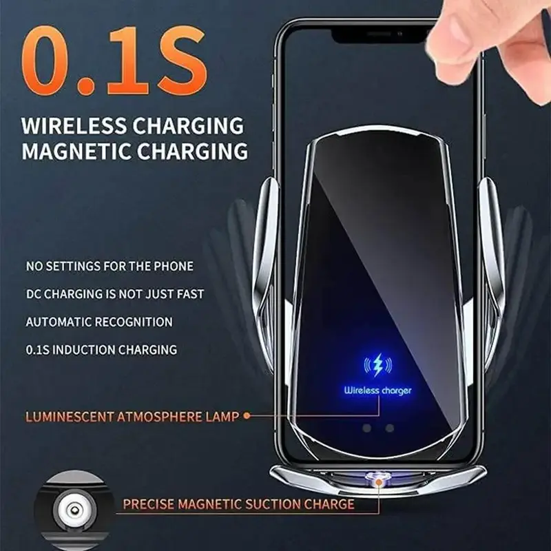 Car Phone Holder, 1 Count Wireless Charging Car Phone Holder Clip for Air Outlet, Rotatable Car Navigation Bracket for Smartphones, Car Accessories 5