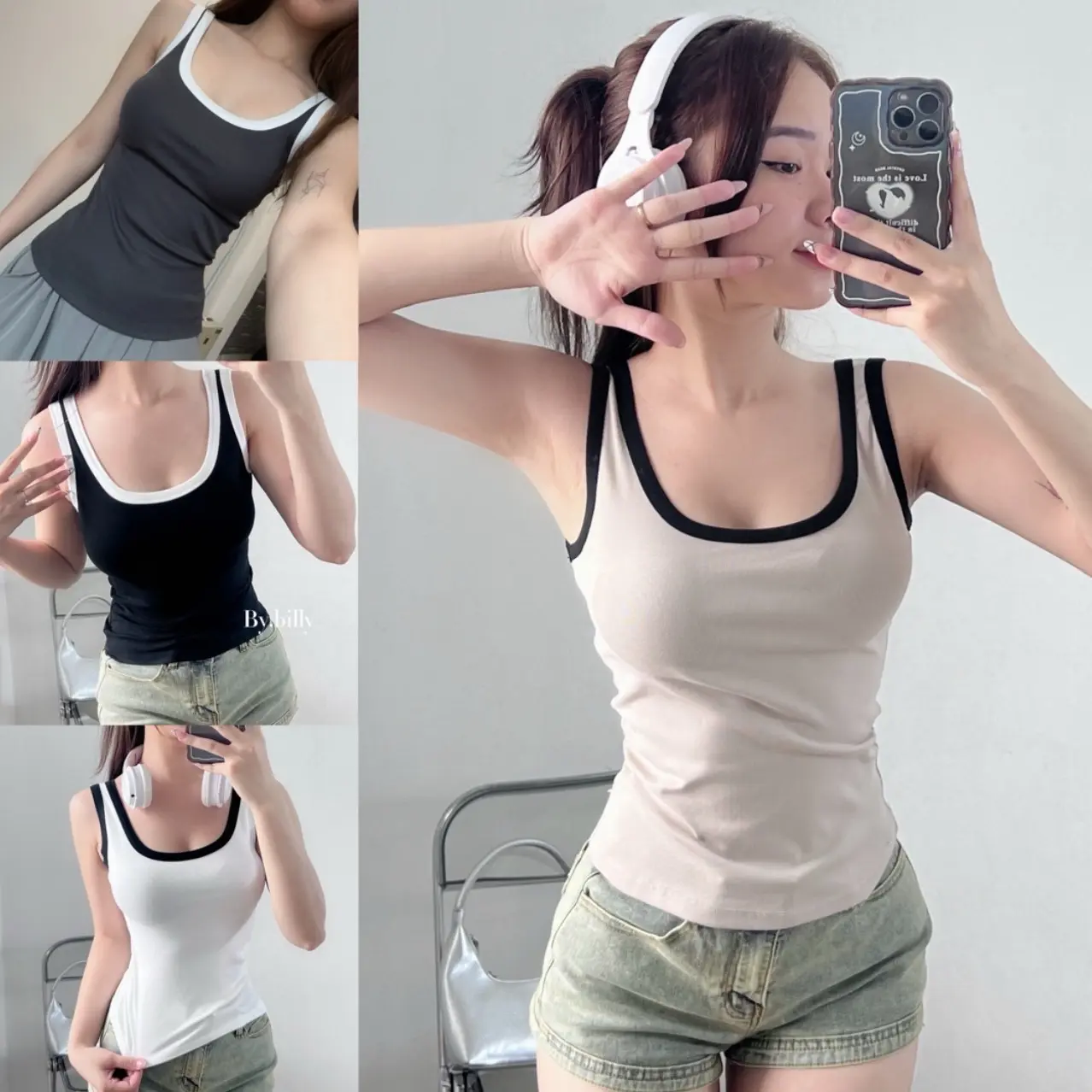 Áo thun cổ rộng có viền, form dài