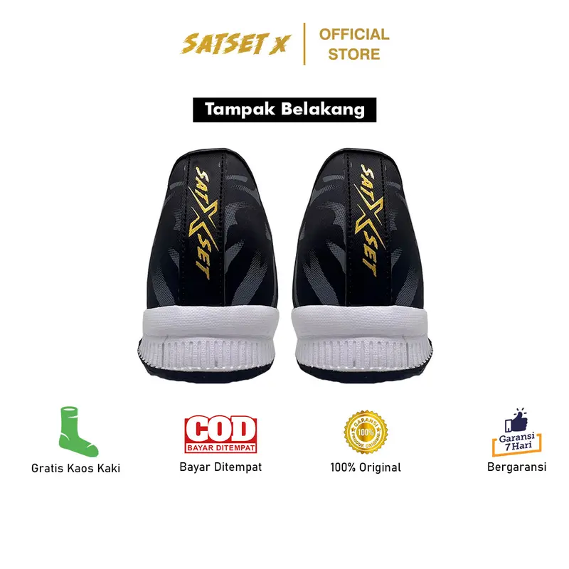 Sepatu Futsal Satset X Leopard Speed Ls In Original Black Gold 6