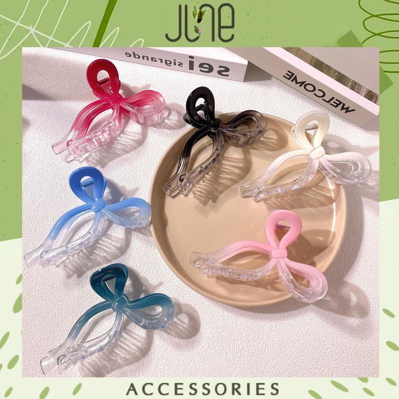 Kẹp tóc ngoạm hình nơ mix màu 13cm Kẹp tóc nhựa chiếc nơ dễ thương thời trang June