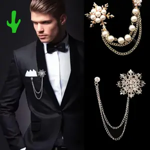 Bros Kerah Kemeja Elegan Berhiaskan Kristal Pin Bros Jas Lapel Cantik untuk Pakaian Formal & Kasual