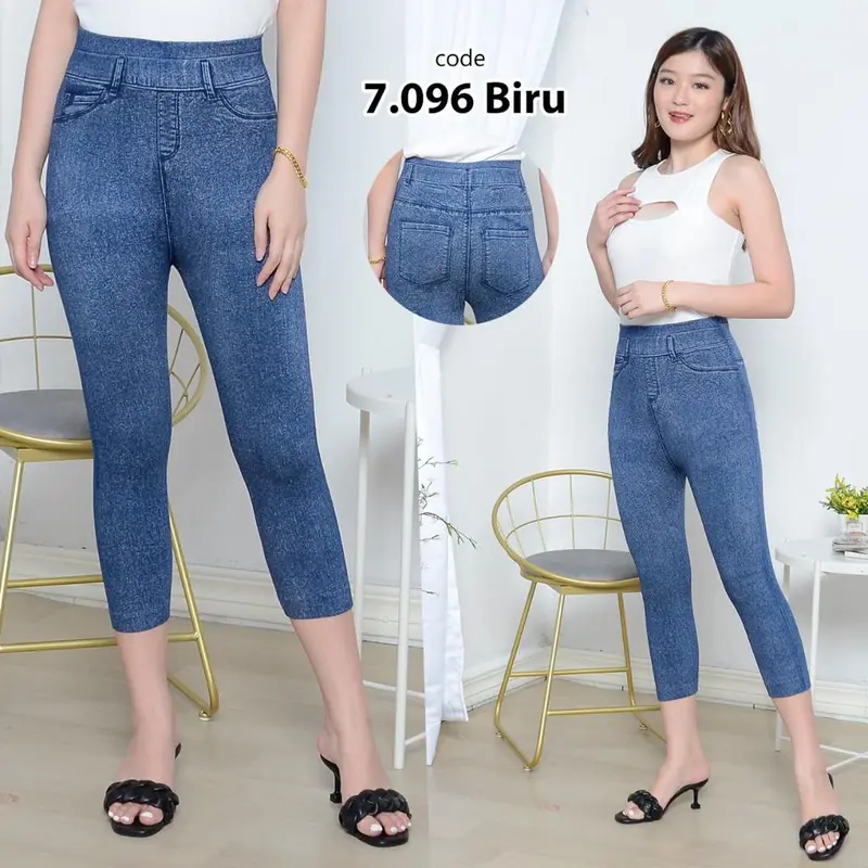 Legging 7/8 ripped jeans/Legging fhashio/legging wanita Celana Nyaman 1