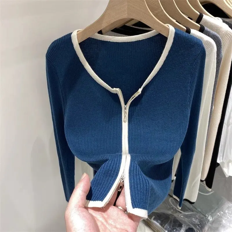Áo Cardigan Len Dệt Kim, Dài Tay, Cho Nữ, Mặc Ngoài Mùa Xuân Và Mùa Thu, Áo Ngắn, Hàng Mới Về 2024, Áo Lớp Nền Có Thể Mặc Ngoài Trời, Áo Khoác Len Mỏng
