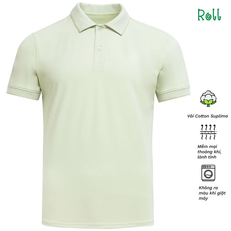Áo Polo Nam Roll Màu Xanh Vải Cotton Supima Chất Xịn Mềm Mại Lành Tính Không Bai Xù Form Chuẩn Dễ Mặc Trẻ Trung Menswear Ngắn Tay Có Cổ Shirt