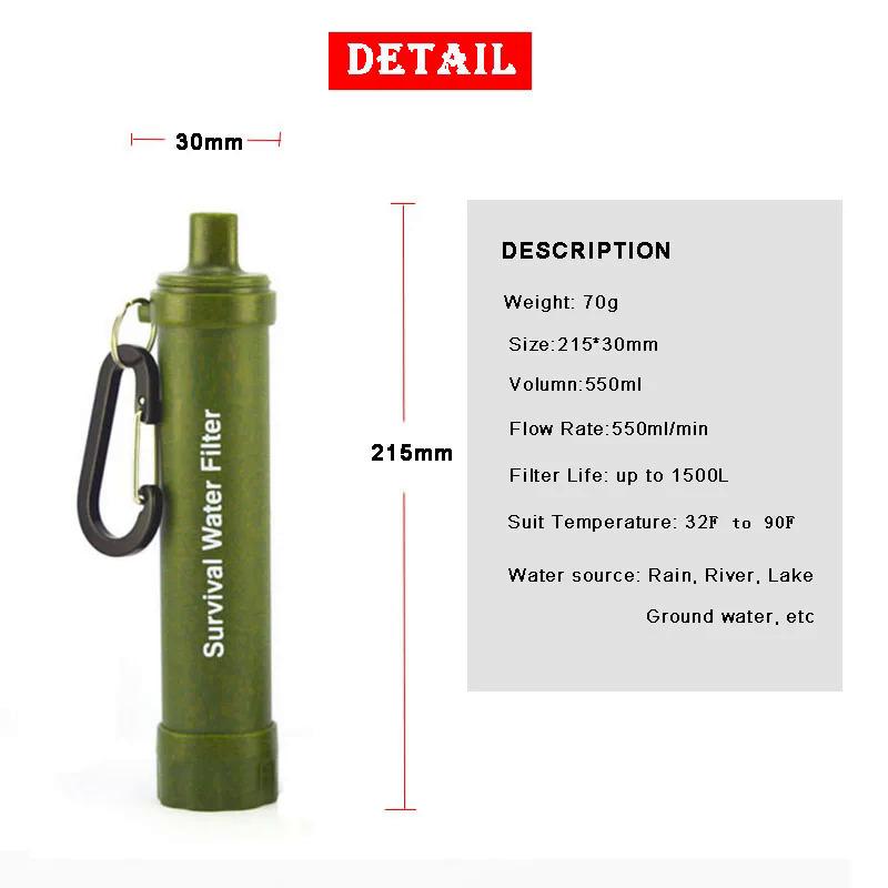 Personal WATER PURIFICATORS with Filter Survival Kit with Whistle, Compass, Hiking Pajita for Safety and Survival Camping Supplies 5