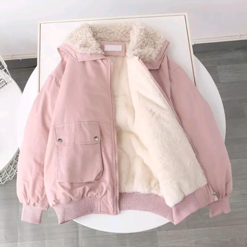 Jaket wanita musim dingin jaket wanita daleman bulu jaket terbaru Unisex Musim dingin Kantong Katun jaket  parasut Jaket Bulu winter outfit parka outer pink korean stylist outer navy Casual Cewek anti regular winter hitam korea