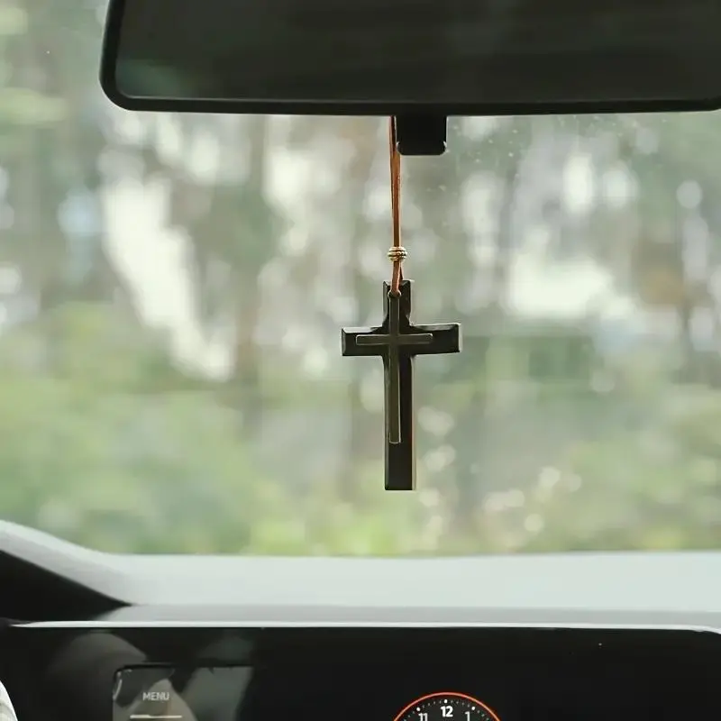 Cross Car Rearview Mirror Hanging Ornament, Durable Metal-Cross Car Rearview Mirror Hanging Decoration, Universal Car Interior Accessories 3
