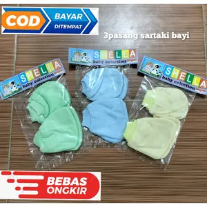 PROMO / 3Pasang Sarung Tangan Dan Sarung Kaki Bayi / 3 Sartaki Bayi Polos Dan Motif Newborn