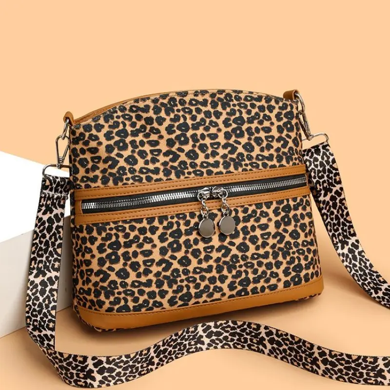 Leopard Print Women Crossbody Bag Trendy Design Shoulder Bags For Girls Storage Makeup Bags