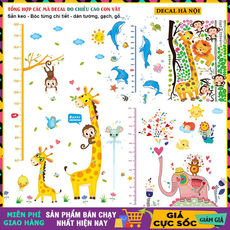 Decal đo chiều cao cho bé dán tường hình con vật