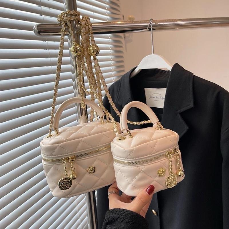 Túi xách nữ đeo chéo Size18 To dáng cốp da trám đính Hoa vừa ĐT