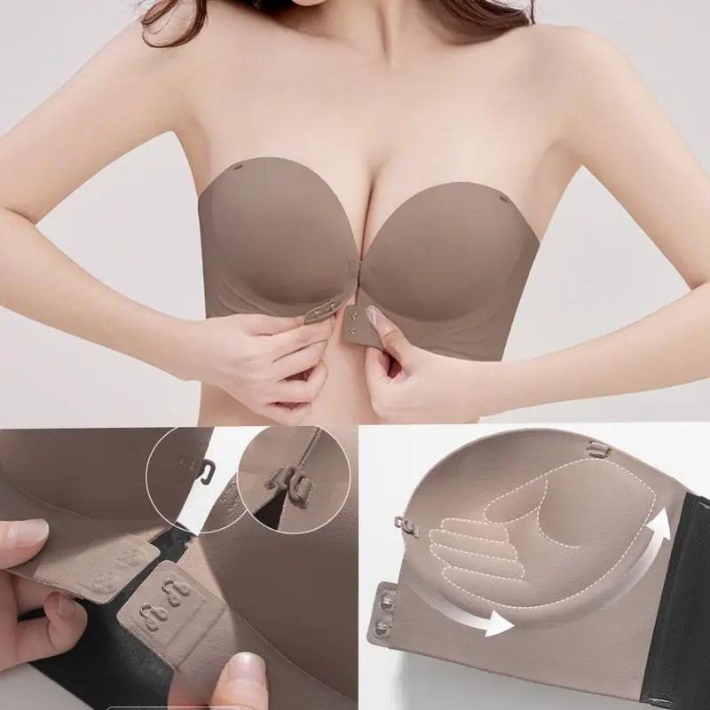 Strapless Push Up Underwear Women's Small Chest Gathered Non-slip Invisible Bra No Steel Ring Thin Section Seamless Tube Top Style For Ladies