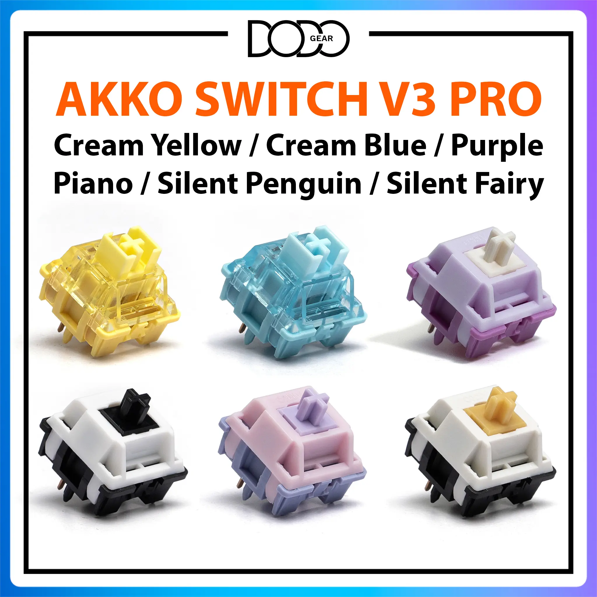 Switch Akko Cream V3 Pro Yellow Blue Piano Silent Fairy Linear Penguin Tactile Switch Akko Cream Yellow Blue DoDo Gear