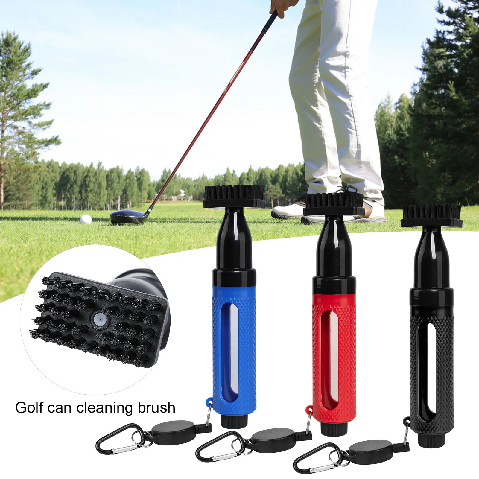 Swazsdk Golf Club Brush Spray Golf Club Wet Cleaning Tool with Retainer Clip Squeeze Water Bottle Golf Cleaner for Golf Enthusiasts