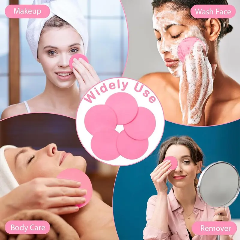 Facial Cleansing Sponge (60pcs), Face Wash Sponge, Makeup Remover Sponge, Exfoliating Wash Round Sponge, Skincare Tools for Women & Girls 4