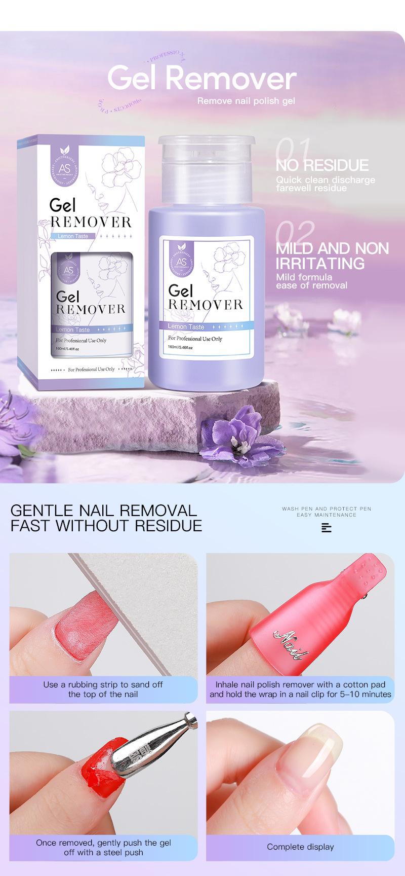 Product Introduction of AS New nail art push bottle cleaning water nail polish remover without hurting nails cleaning liquid dedicated 61